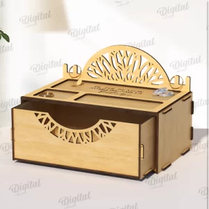 Joyero de madera 3D cortado con láser. Caja de regalo pequeña SVG