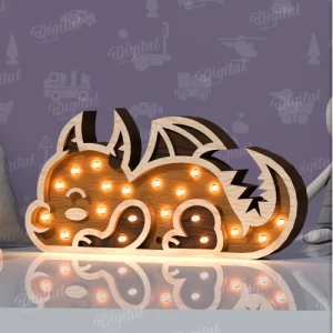 Luz nocturna LED de madera para niños cortada con láser. Lámpara de noche para niños SVG