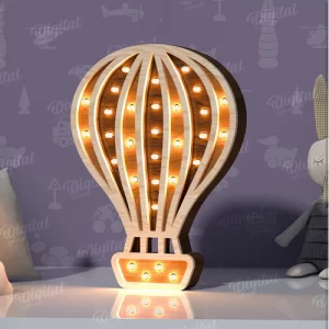 Luz nocturna LED de madera para niños cortada con láser. Lámpara de noche para niños SVG