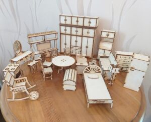 Pack de muebles en miniatura para casa de muñecas - Corte Láser