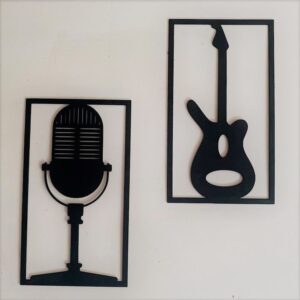 Cuadro de pared microfono y guitarra