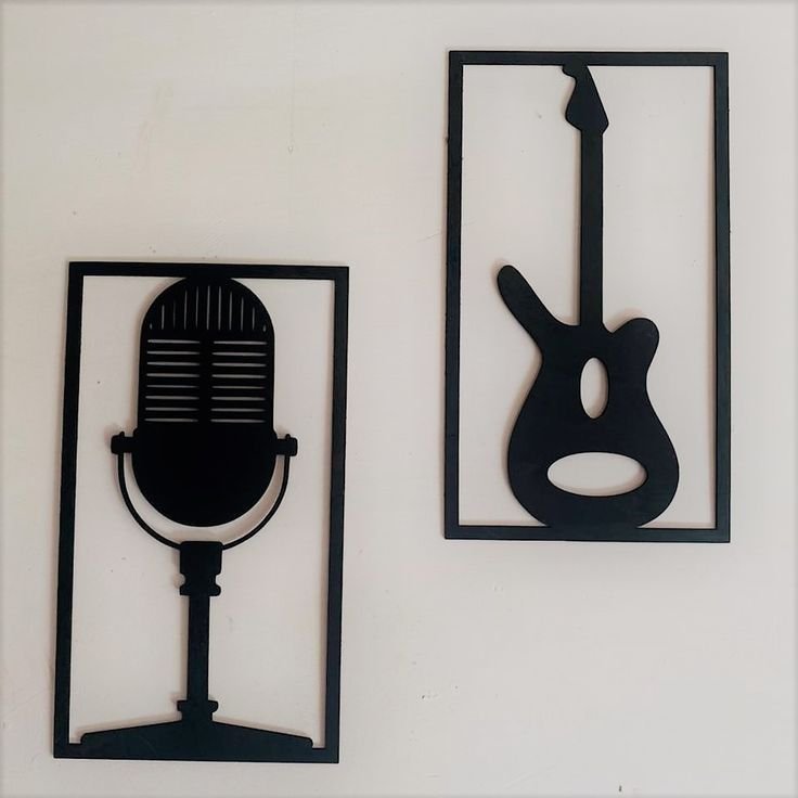 Cuadro de pared microfono y guitarra