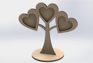 Vector Arbol de corazones marco de foto - Corte Láser