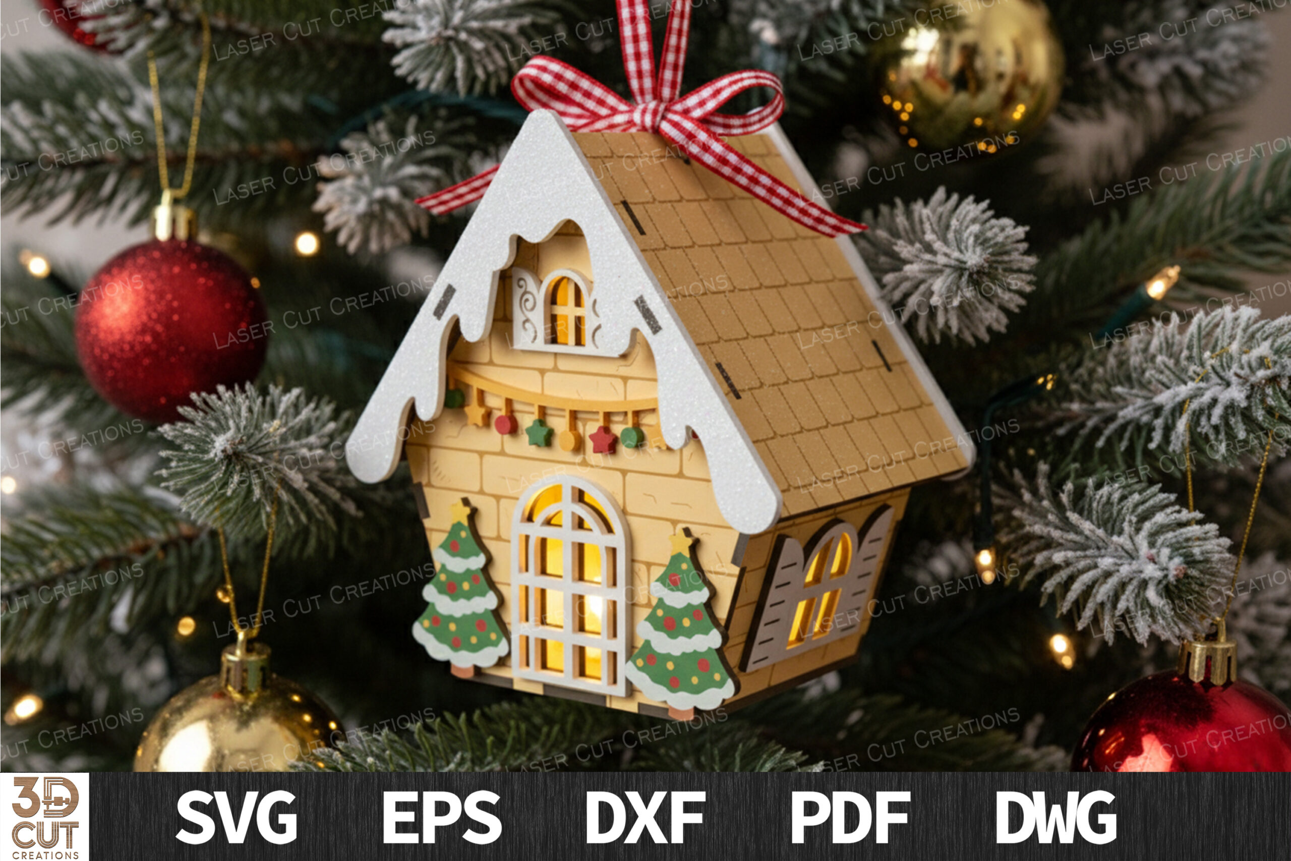 Descarga vector - Casita navideña - Corte Láser