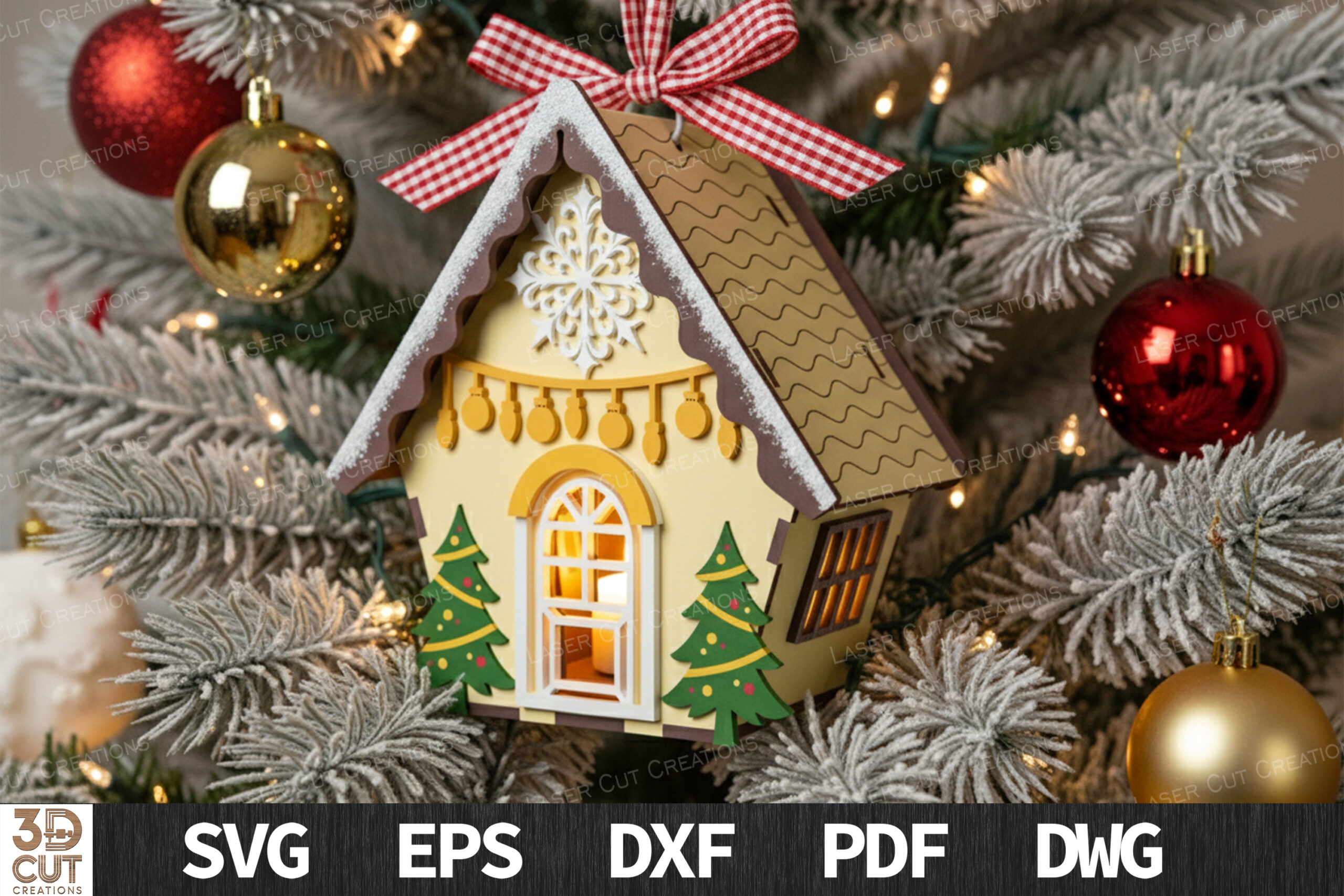 Descarga vector - Casita navideña - Corte Láser