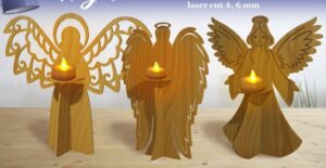 Descarga Ángeles porta velas - Corte Láser