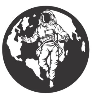 Descarga vector de astronauta y la luna corte láser