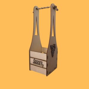 Descarga porta botellas con agarradera tipo canasta