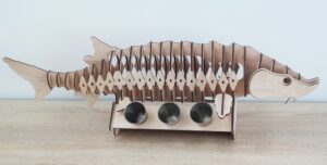 Mini bar de pez - porta vino - Corte láser