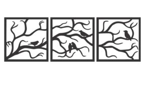 Cuadro de pájaros en árbol - corte láser