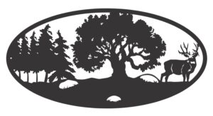 Descarga vector de venado bajo un árbol - corte láser