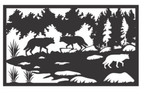 Descarga cuadro de lobos caminando